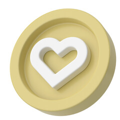 Love icon. Heart icon. 3D illustration.