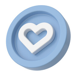 Love icon. Heart icon. 3D illustration.