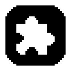 Puzzle icon black-white vector pixel art icon