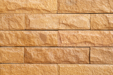 Brown brick wall vintage texture background, rectangle stone wall surface