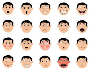 vector illustration of a set face with different emotions