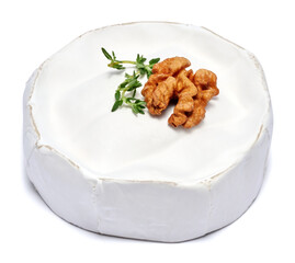 Fresh Brie or Camembert cheese Isolated on a white background