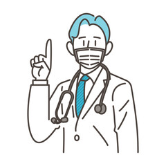 Male doctor wearing a mask to prevent infection [Vector illustration].