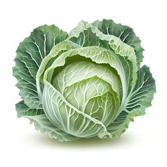 Obraz premium Cabbage isolated on white background. Ai generated illustration, Generative art.