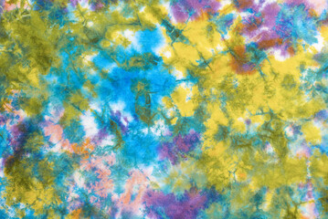 tie dye pattern hand dyed on cotton fabric abstract texture background.