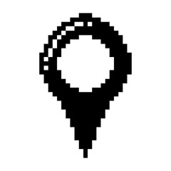 Location map icon black-white vector pixel art icon	