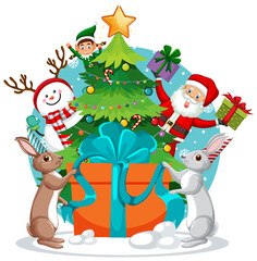 Christmas tree with cute rabbit