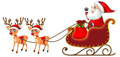 Santa Claus on sleigh with reindeer