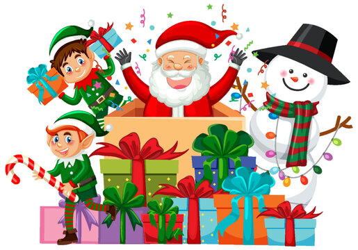Christmas cartoon character with gifts
