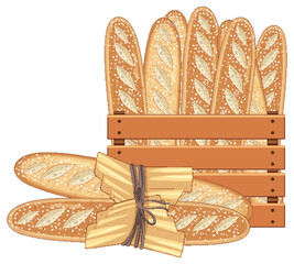Bakery baguette bread vector