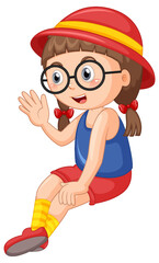 Cute girl wearing glasses cartoon character