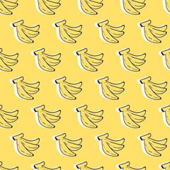 Cute Happy Ripe Banana Fruit Cartoon Vector Graphic Seamless Pattern