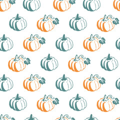 Autumn Pumpkin Vegetable Garden Vector Graphic Seamless Pattern