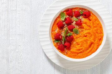 Sweet Potato Mash topped with fresh Raspberries