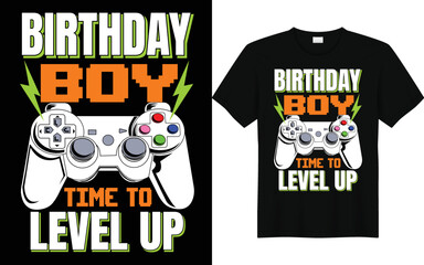 Birthday boy time to level up funny t-shirt design © Joy's Design