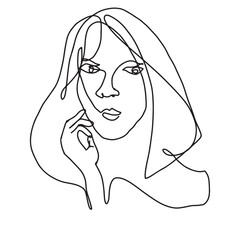 Fashion modern one line portrait illustration
