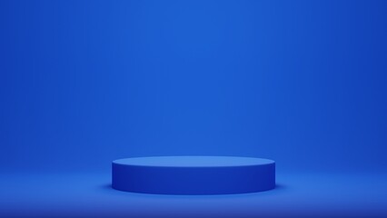 Cylinder podium 3d rendering with color background.