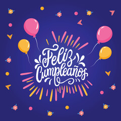 Spanish Happy birthday lettering concept Template