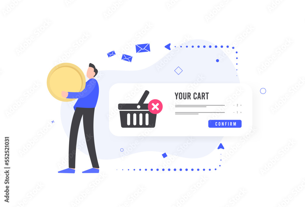 Poster abandoned cart recovery strategy ecommerce business concept. send customizable emails to shoppers wh
