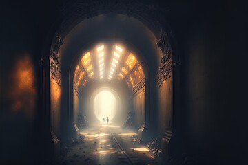 The tunnel in the city. Generative AI.