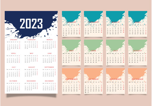 2023 Modern Colorful Desk Calendar Template Design