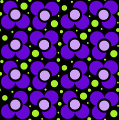 Abstract Hand Drawing Geometric Flowers and Dots Seamless Vector Pattern Isolated Background