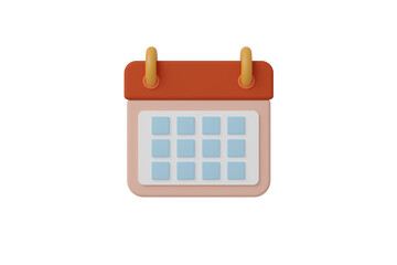 3D calendar icon PNG file. 3d calendar object isolated for graphic decorate. 3d render illustation with object clipping path.