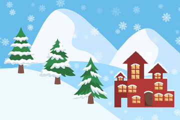 Fototapeta na wymiar Christmas Snow house Background