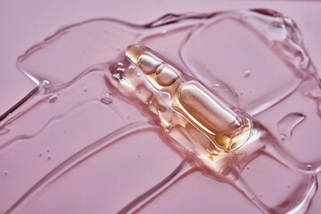 Ampoule of cosmetic product in a drop of gel.