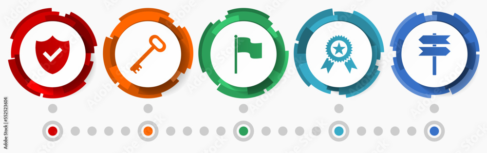 Poster iinternet vector icon set, flat design colorful buttons, infographic template