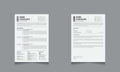 Modern Resume With Professional CV Template and Cover Letter Layout Set