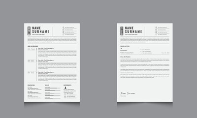 Obraz premium Modern Resume With Professional CV Template and Cover Letter Layout Set
