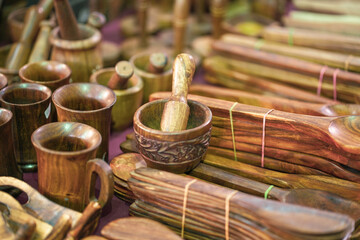 Wooden Kitchen materials handmade in india, indian wooden kitchen sets materials , indian ayurvedic hand masher