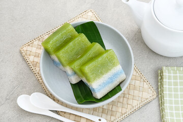Kue Ketan Srikaya, Indonesian traditional snack, made from sticky rice, coconut milk, flour and pandan leaf
