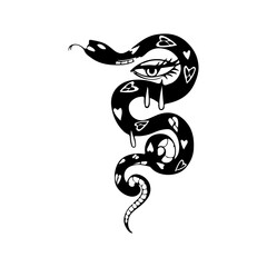 Fototapeta premium vector illustration of a snake with eyes