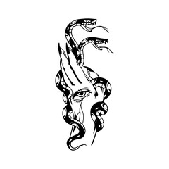 vector illustration of a hand with a snake