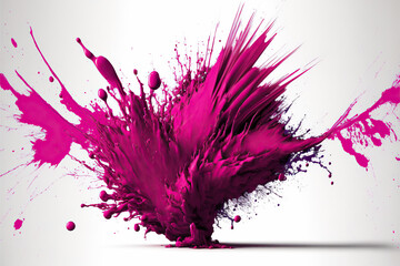 Paint splash illustration color Pantone Viva Magenta, Pantone year 2023, created with Generative AI technology