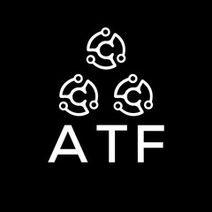 ATF letter logo. ATF best black background vector image. ATF Monogram logo design for entrepreneur and business.
 - obrazy, fototapety, plakaty
