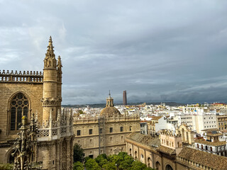 Fototapeta na wymiar View of Seville from the top. Selective focus 