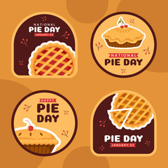 National Pie Day Label Flat Cartoon Hand Drawn Templates Illustration