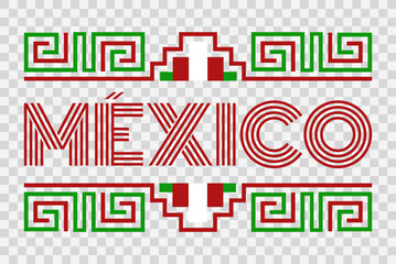 Mexico Aztec Maya lines elements design flag colors