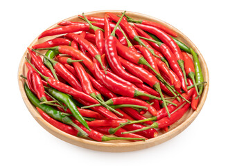 Red and green Pepper, Hot Red and Green chiiiies Isolate on white background with clipping path.