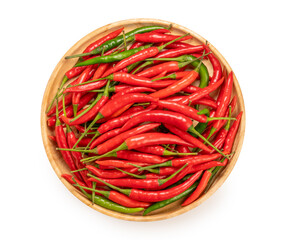 Red and green Pepper, Hot Red and Green chiiiies Isolate on white background with clipping path.