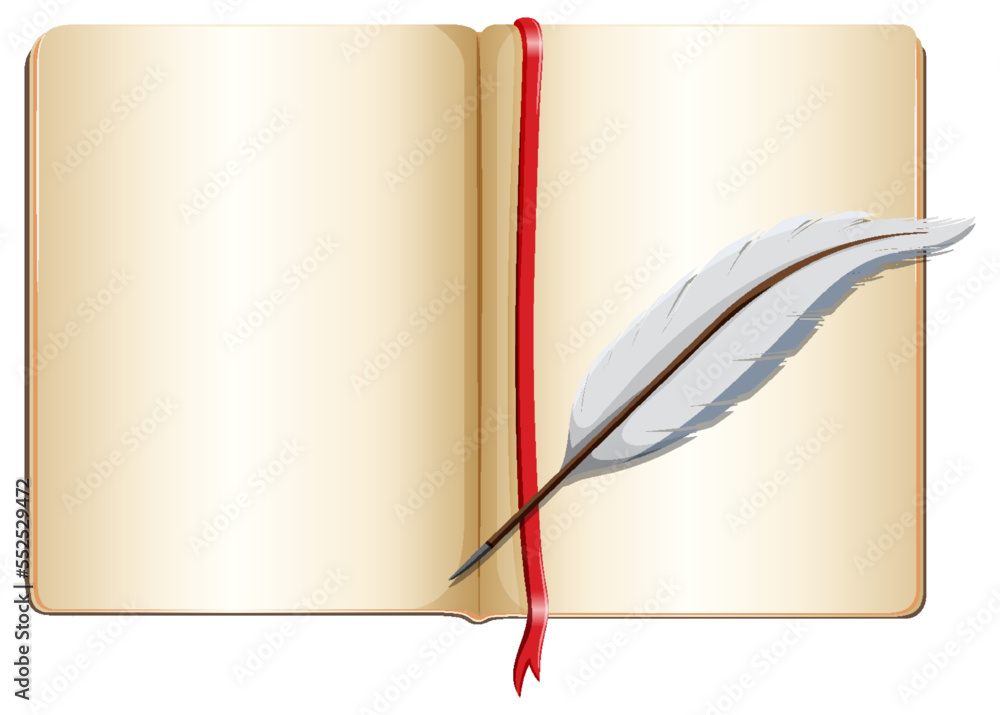 Poster A quill with blank book