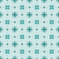Fototapeta na wymiar In this seamless pattern, an ordinary arrangement of various sizes of flower graphics is arranged. Add circle dots to prevent the work from looking too stiff. 