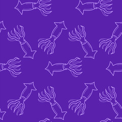 Vector seamless sea pattern with squid. © Lola Chek