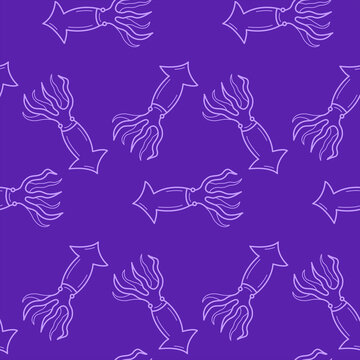 Vector seamless sea pattern with squid.