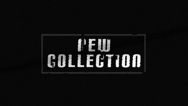 Animation of new collection text in repetition on black background