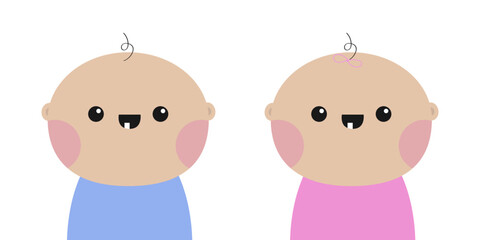 Baby face icon. Human child toddler. Kid head. Little boy and girl infant. Cute cartoon kawaii funny character. Decoration for invitation, greeting card, sticker print. Flat design White background
