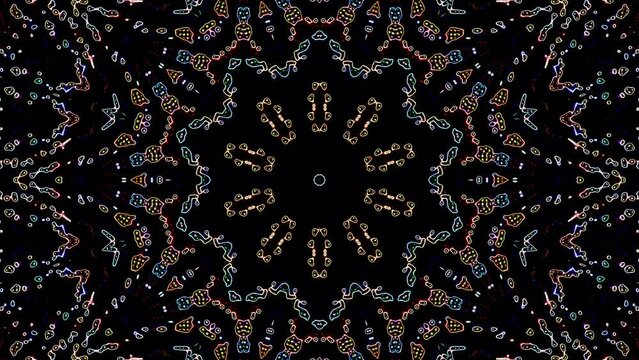 Abstract Kaleidoscope pattern with full colors. Magic mandala. 4k	